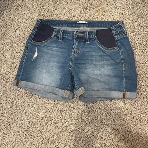 Ingrid & Isabel Maternity side panel denim shorts.